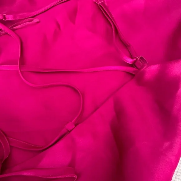 Garage Open Back Tie Pink Cami Cowl Neck Top - Picture 4 of 4